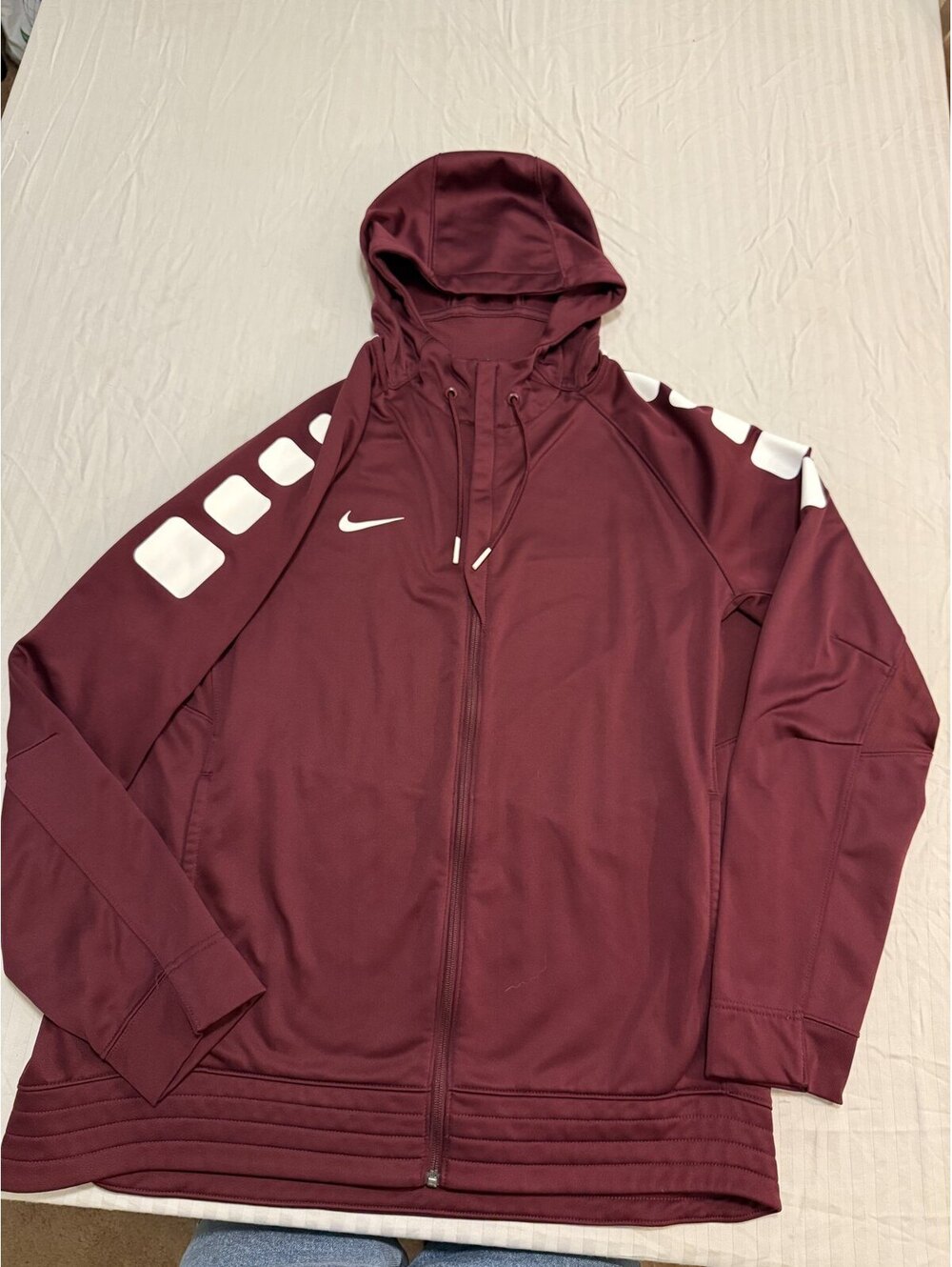 Nike Therma-FIT Mens XL Maroon Full Zip Hooded Training Jacket